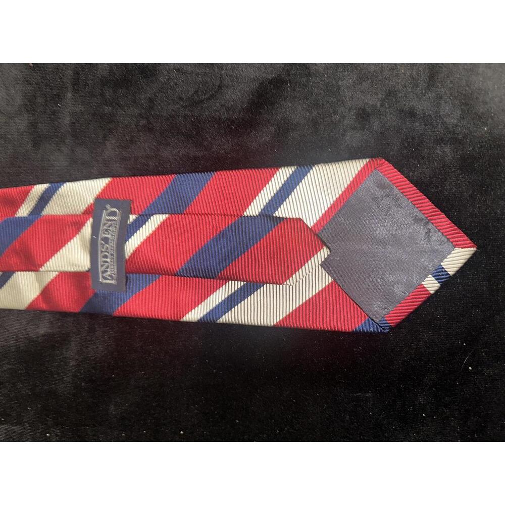 Lands' End Men's Striped Silk Tie Red Blue White